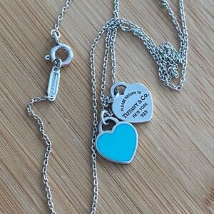 Tiffany Blue Double Heart Tag Pendant